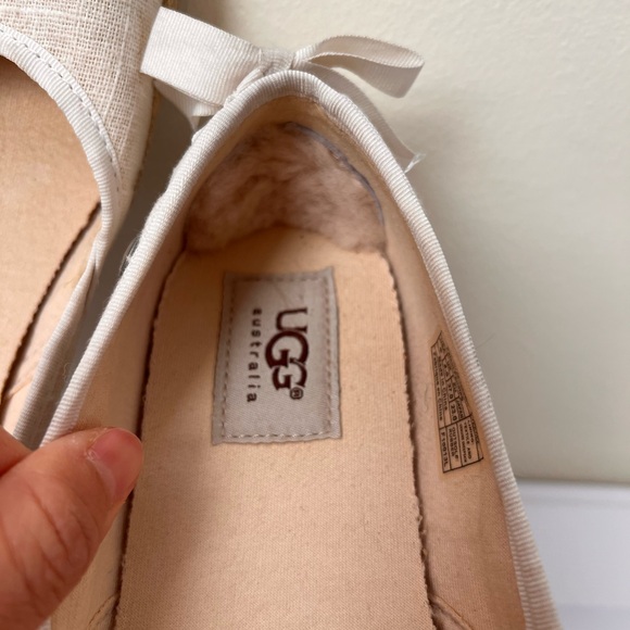 UGG Womens Shoes 6 Casual Slip-On Canvas Espadrilles Sand Loafers Bows Linen - Picture 4 of 12